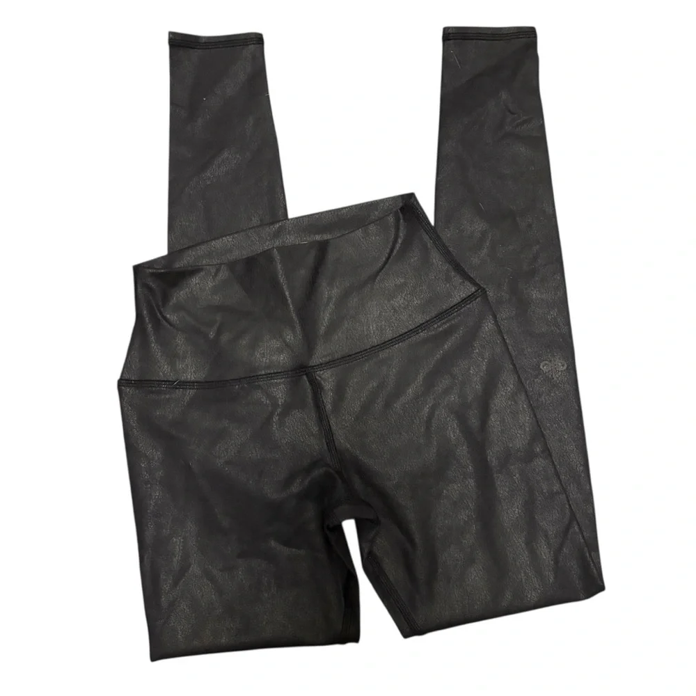 Alo Yoga High Waist Airbrush Legging Crackled Performance Leather Black